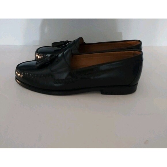 Johnson and Murphy Black Leather Mens Tassel Casual Sheepskin Loafers Size 9 M - Picture 7 of 7